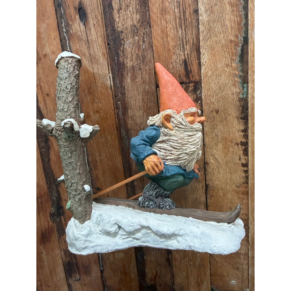 Pepi Enesco Klasu Wickl Gnome Skiing Gnome Sculpture One Size Brown Orange